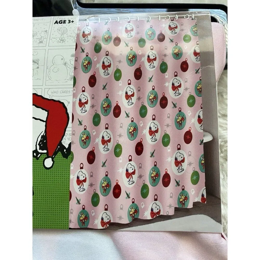 Peanuts Snoopy‎ Woodstock Christmas Ornaments Fabric Shower Curtain 72X72” Pink